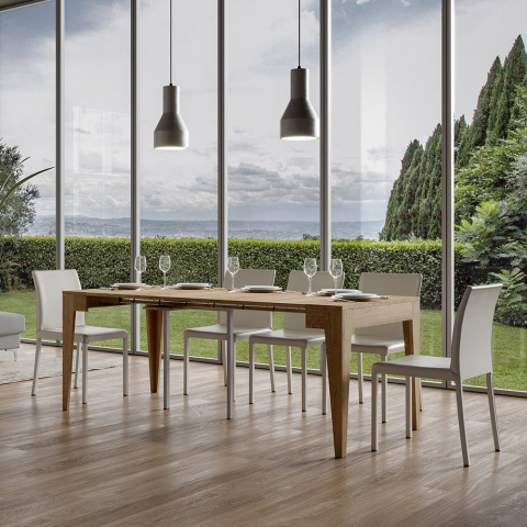 Table console extensible 90x42-302cm bois de salle à manger Isotta Oak