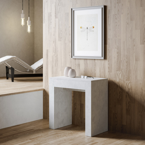 Console extensible 90x47-299cm table de salle à manger en bois blanc Allin