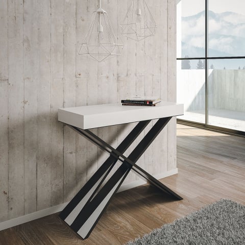 Console extensible design moderne table à manger blanche 90x40-300cm Diago