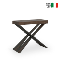 Console extensible 90x40-300 cm table en bois design moderne Diago Noix Vente
