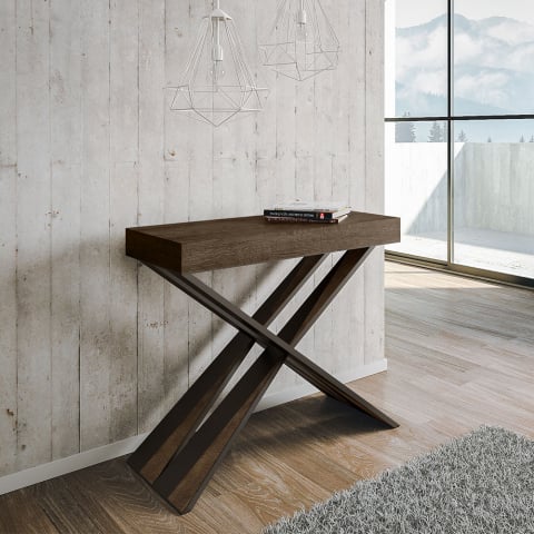 Console extensible 90x40-300 cm table en bois design moderne Diago Noix