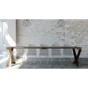Console extensible 90x40-300 cm table en bois design moderne Diago Noix Réductions