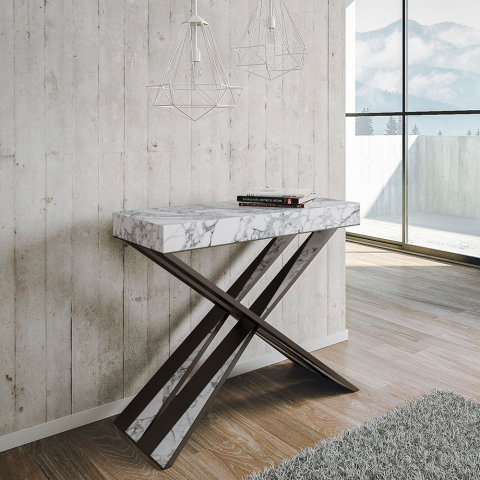 Table à manger console extensible 90x40-300cm design marbre Diago Marble