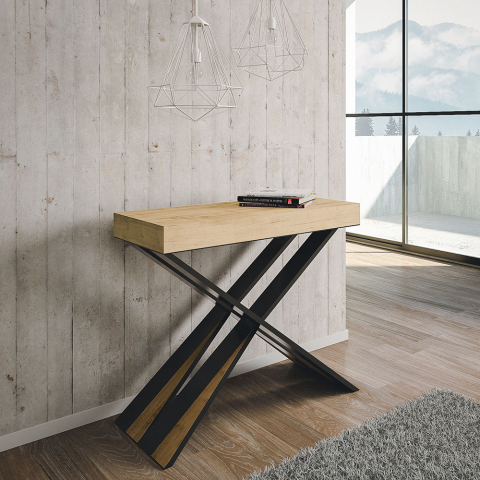 Uitschuifbare entreeconsole 90x40-300cm modern design tafel Diago Nature