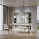 Table console extensible design classique 90x48-308cm bois Olanda Noix Remises