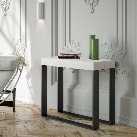 Table console extensible design blanc moderne 90x40-300cm table à manger Elettra