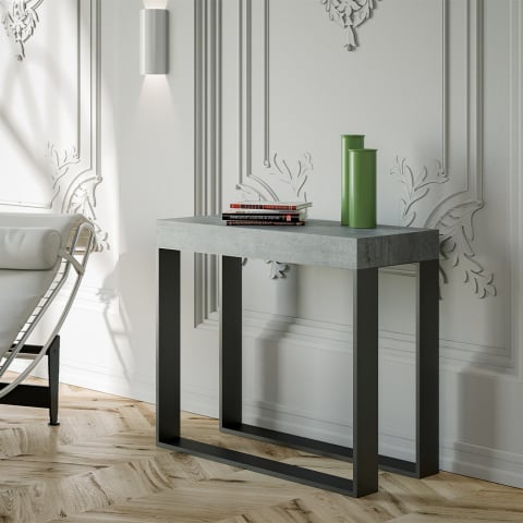 Uitschuifbare consoletafel 90x40-300cm modern grijs Elettra Concrete