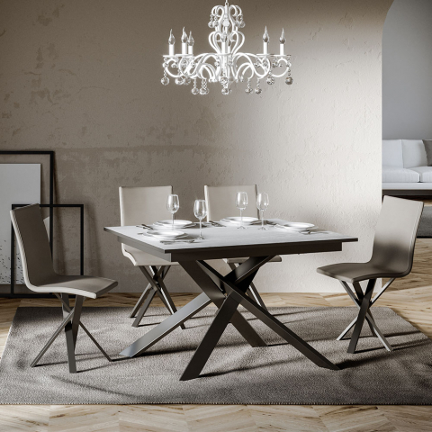 Uitschuifbare eettafel 90x120-180cm modern wit design Ganty Aanbieding