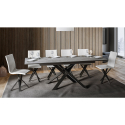 Table à manger grise extensible 90x160-220cm moderne Ganty Long Concrete Remises