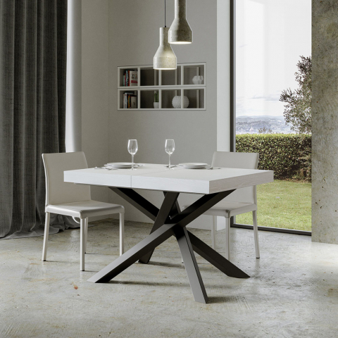 Table à manger extensible 90x130-234cm design blanc moderne Volantis