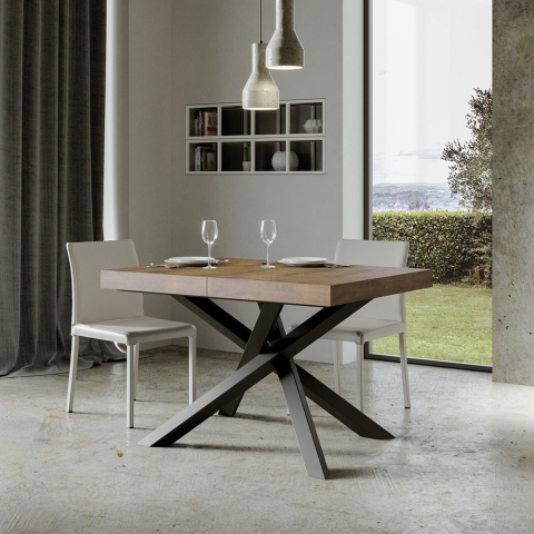 Table à manger en bois extensible moderne 90x130-234cm Volantis Noix