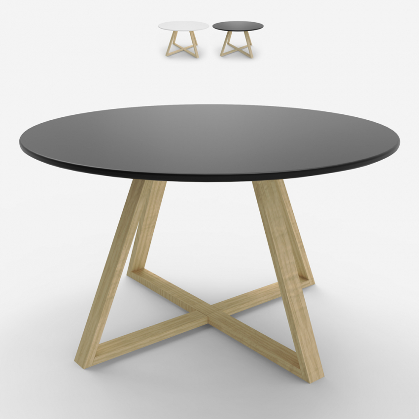 Table basse ronde de salon et salle à manger au style scandinave 80cm Krize Réductions
