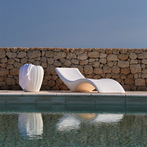 Chaise longue, chaise longue, jardin, chaise longue, design blanc Vega