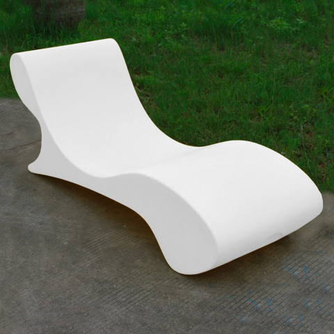 Chaise longue jardin bain de soleil transat de piscine design blanc Andromeda Promotion