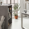 Lage en brede houten boekenkast met 3 compartimenten Cement Aanbieding