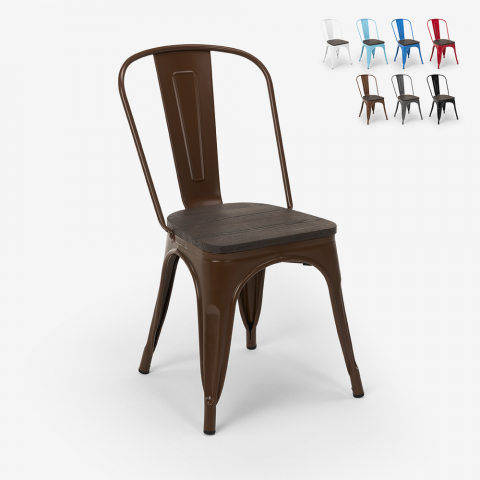 lot de 20 pièces chaises industrial acier bois pour cuisine et bar steel wood Promotion