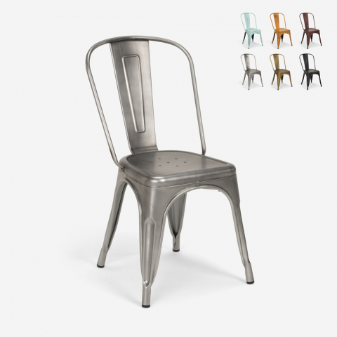 lot de 20 chaises design industriel métal vintage shabby chic style steel old Promotion