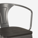 lot de 20 chaises design métal bois industriel style bar cuisine steel wood arm 