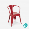 lot 20 chaises style Lix industrial avec accoudoirs en acier pour cuisine et bar steel arm 