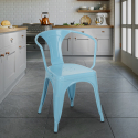 chaise de cuisine et bar industriel de style avec accoudoirs en acier steel arm 