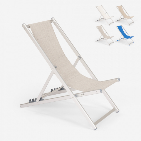 Chaise longue de plage pliable et réglable en aluminium Riccione Gold Promotion