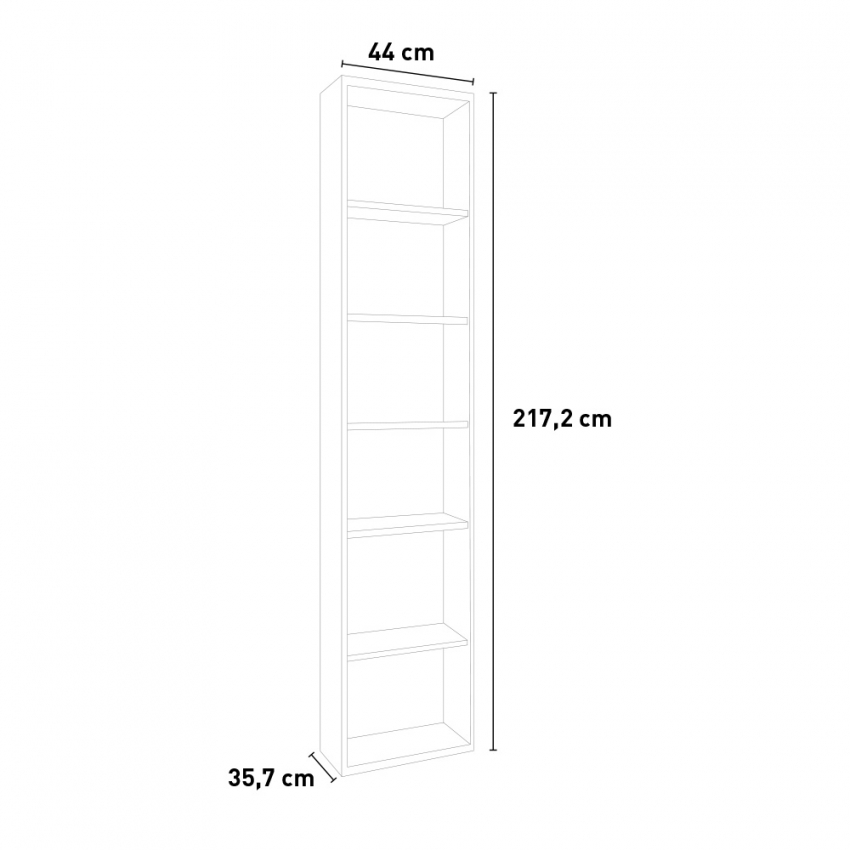 referentie Beschikbaar draadloos Tower Hoge en smalle houten boekenkast in witte kleur 6 planken