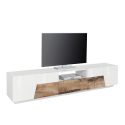 Meuble TV 220x43cm mur bois blanc salon moderne Fergus Wood Catalogue
