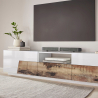 Meuble TV 220x43cm mur bois blanc salon moderne Fergus Wood Caractéristiques