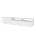 Meuble TV blanc brillant mur salon moderne 200x43cm Hatt Offre