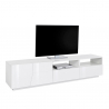 Meuble TV blanc brillant mur salon moderne 200x43cm Hatt Réductions