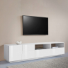 Meuble TV blanc brillant mur salon moderne 200x43cm Hatt Prix