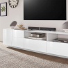 Meuble TV blanc brillant mur salon moderne 200x43cm Hatt Catalogue