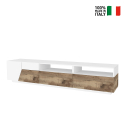 Meuble TV salon 200x43cm blanc bois moderne Hatt Wood Vente