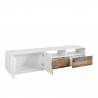 Meuble TV salon 200x43cm blanc bois moderne Hatt Wood Remises