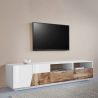 Meuble TV salon 200x43cm blanc bois moderne Hatt Wood Dimensions