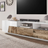 Meuble TV salon 200x43cm blanc bois moderne Hatt Wood Prix