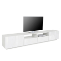Meuble TV salon moderne 260x43cm blanc brillant More Réductions