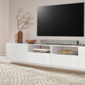 Meuble TV salon moderne 260x43cm blanc brillant More Caractéristiques