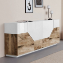 Wit houten dressoir 4 vakken 200x43cm woonkamer meubels keuken Hariett Wood Voorraad
