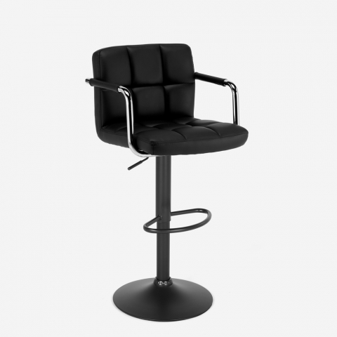Zwarte design kruk met armleuningen voor bar keuken Las Vegas Black Edition Aanbieding