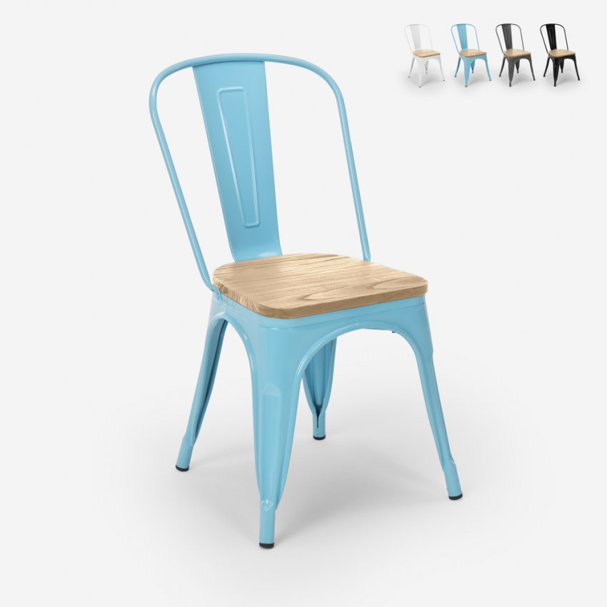 industriële stijl stoelen Lix ontwerp keuken bar staal wood top light Voorraad