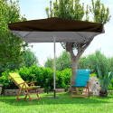 Marte Brown 3x3 square aluminium garden umbrella with central arm Verkoop