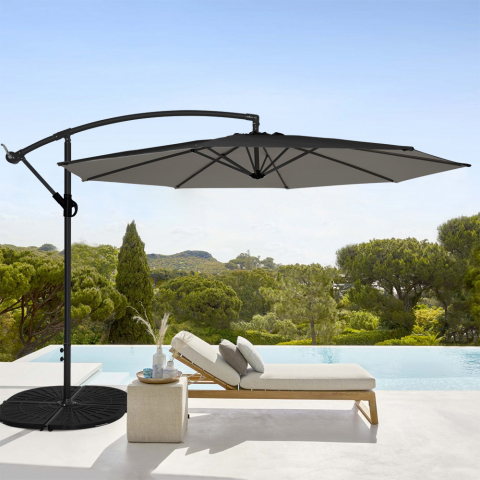 Octagonal Garden side arm umbrella 3 metres in aluminium for bar hotel Fan Noir