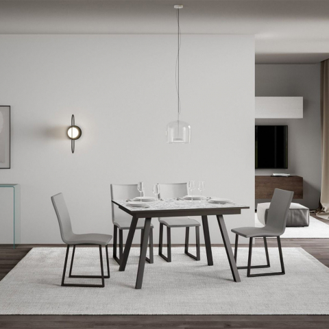Table à manger extensible 90x120-180cm design moderne Mirhi Marble