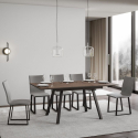 Table à manger extensible cuisine bois design 90x120-180cm Mirhi Noix Remises