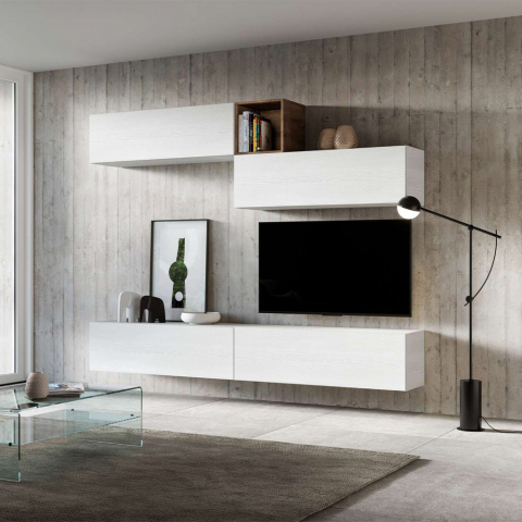 Modern hangend woonkamer TV wandmeubel hout wit A01 Aanbieding