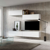 Moderne zwevende wandmeubel TV-eenheid woonkamer wit hout A01 Aanbieding