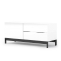 Meuble TV de salon design moderne 2 tiroirs blanc brillant Metis Up Offre
