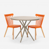 Table design ronde beige 80 cm + 2 chaises design Eskil 