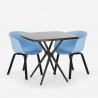 Set van 2 design stoelen en zwarte vierkante tafel 70x70 cm Navan Black Afmetingen